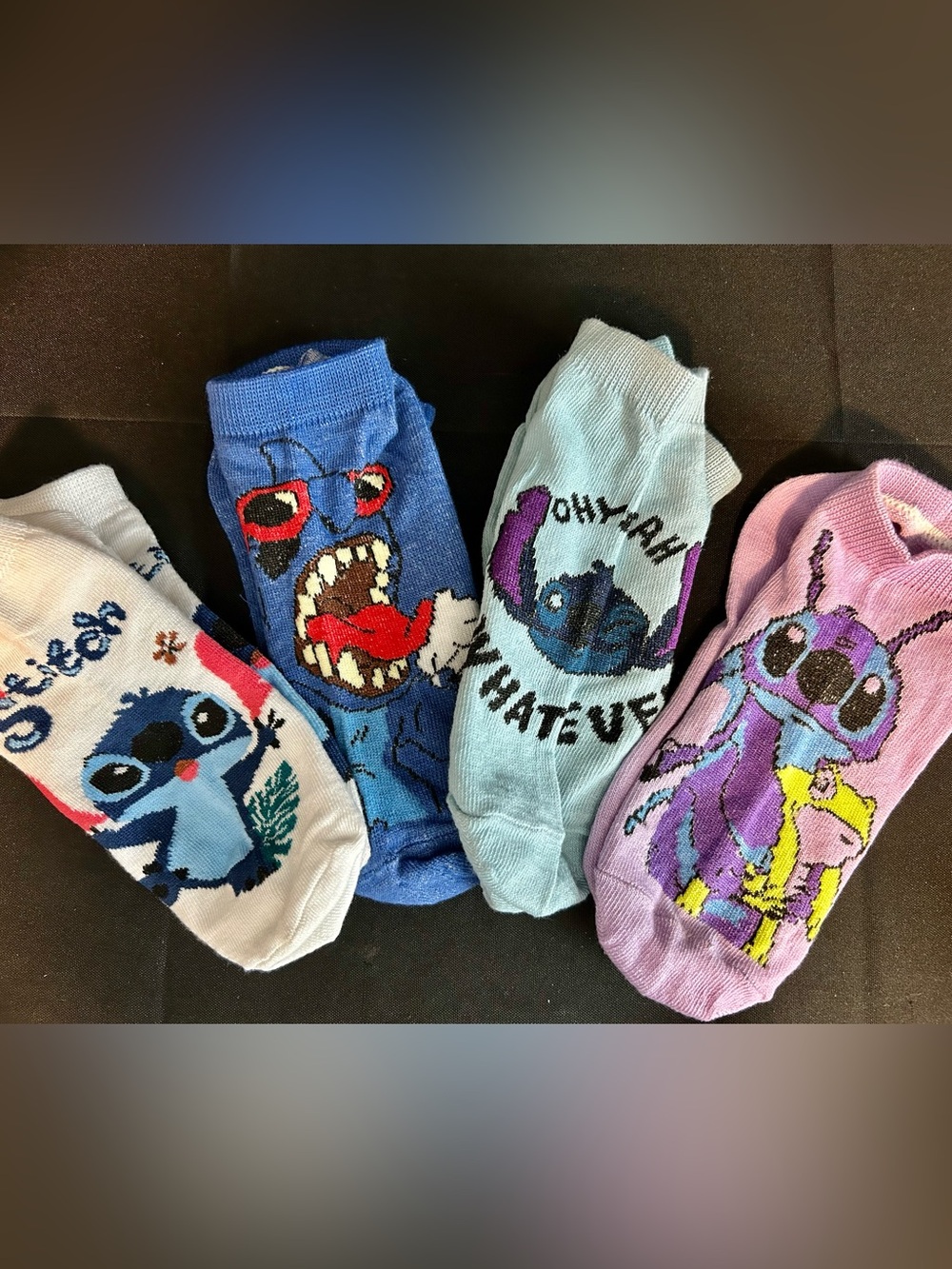 Stitch-Inspired socks. Fits big kids to adult
